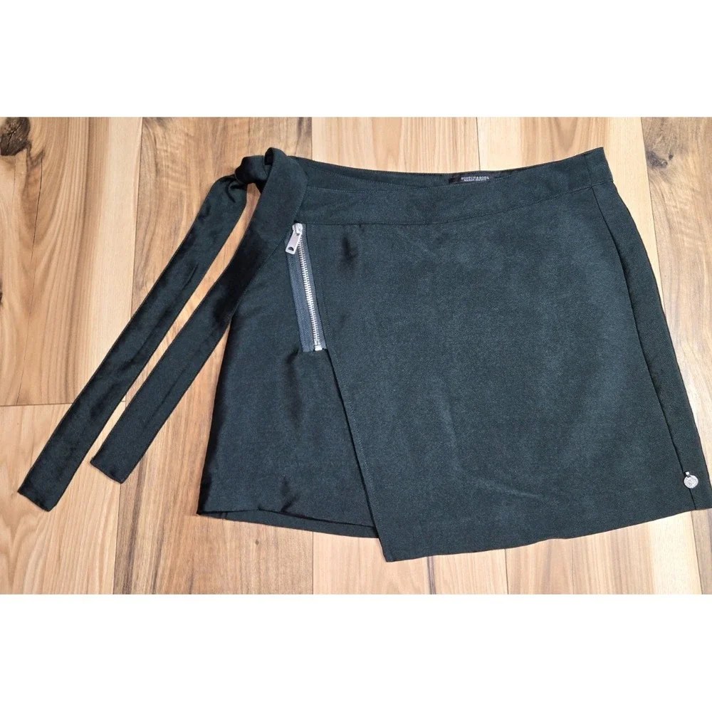 Scotch & Soda Wrap Mini Skirt‎ The Peaks Women Dark Green Size XS Side Tie